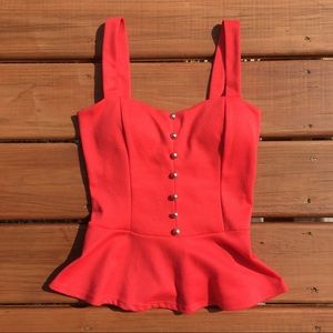 Love Culture Coral Peplum Top